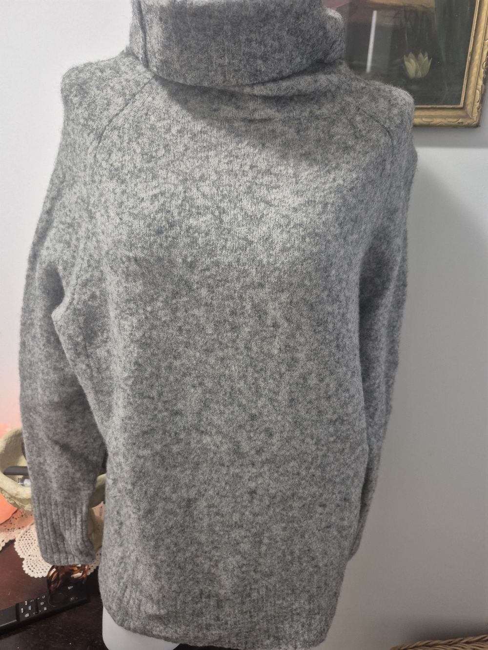 Babaton Heather Gray Turtleneck Sweater